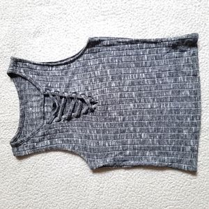 AE Ribbed Lace Up Grey Crop Top Sz M